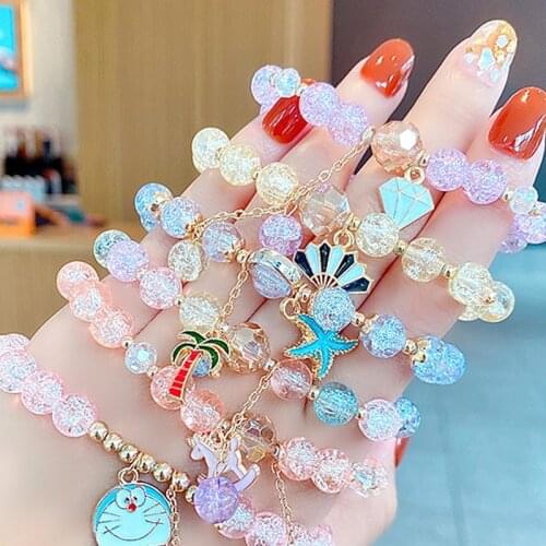 Bracelet Bangles Bohemian 2021 New Korean Color Flower Fruit Clear Acrylic Handmade Beads Bracelet for Women Girls Jewelry