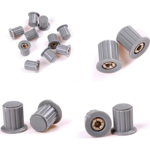 10 Pcs 4mm Shaft Insert Dia Brass Tone Core Potentiometer Control Knobs