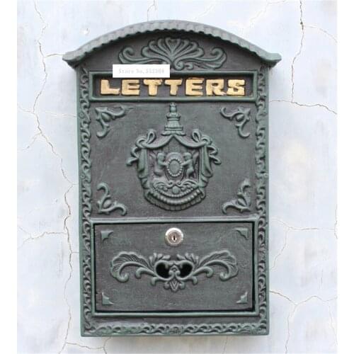 2568/6899 European Style Mailbox Retro Wall Newspaper Letter Post Box Iron Handicraft Lockable Mailbox Outdoor Secure Letterbox