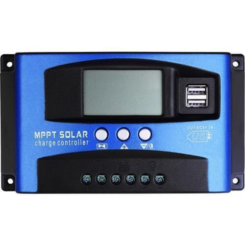 30/40/50/60/100A Solar Charge Controller Dual USB LCD Display 12V 24V Auto Solar Cell Panel Charger Regulator with Load