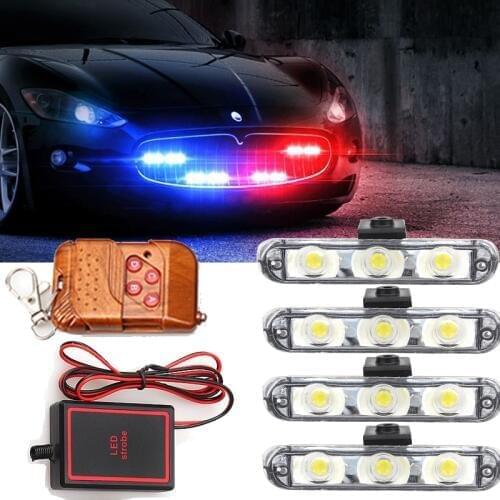 4x3 led Wireless Remote Strobe lights Police light stroboscopes fso flash for Car Truck Emergency Light Flashing Firemen Lights