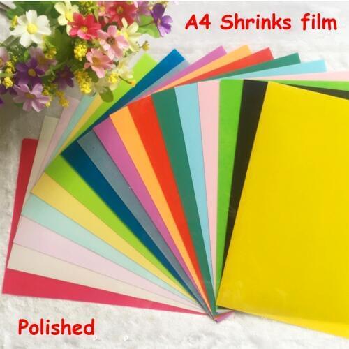 5pcs/lot DIY Magic Polished Shrink Plastic Sheet Clear Film Multi Color Educational Toys DIY decorative supplies