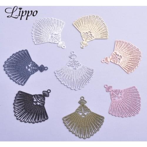 50pcs AC11784 25*28mm Silver color Sector Charms Rose gold color Fan-shape charm Earring Findings