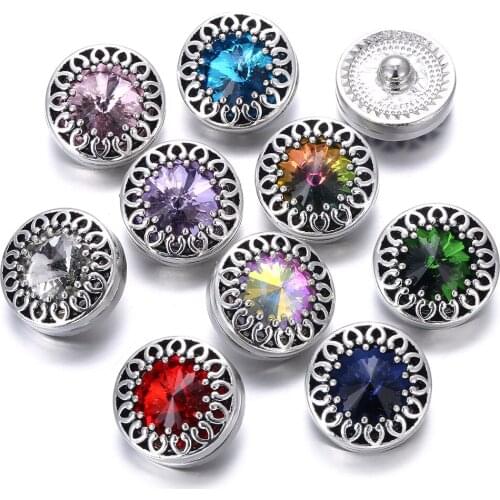 6pcs/lot 2019 New Snap Jewelry High Quality Hollow Box Crystal Flower 18mm Snap Button Fit Snap Bracelet Jewelry Snaps Buttons