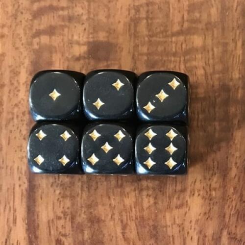 6PCSD/Lot D6 Dice Six Sided Black With Star dot for Funny Party Club Pub Board RPG Playing Game 12mm Accessory