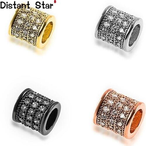 7*8mm 2020 Round High Quality Brass Cubic Zirconia Diy Mens Beads Bracelet Jewelry Making Accessories Connector Finding Hole