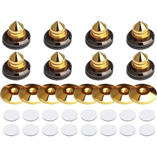 8 Set Golden-Plated Speaker Spikes, Speaker Stands CD Audio Subwoofer Amplifier Turntable Isolation Feet