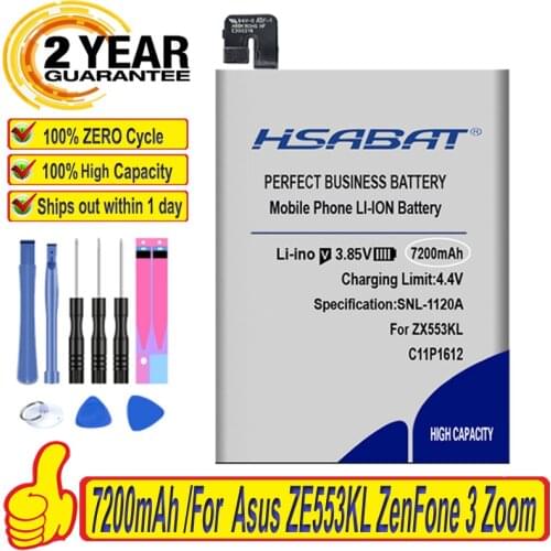 C11P1612 HSABAT 7200mAh Top Battery for Asus ZE553KL, ZenFone 3 Zoom, ZenFone 3 Zoom Dual SIM LTE, Zenfone 3 Zoom Z01HDA