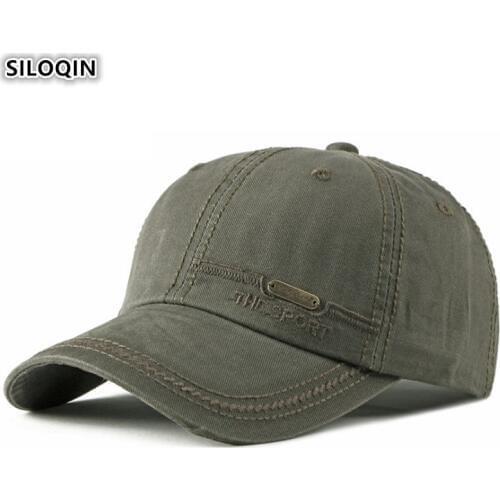 SILOQIN Adjustable Size 100% Cotton Mens Baseball Caps Snapback Cap NEW Letter Embroidery Womens Ponytail Fashion Tongue Cap