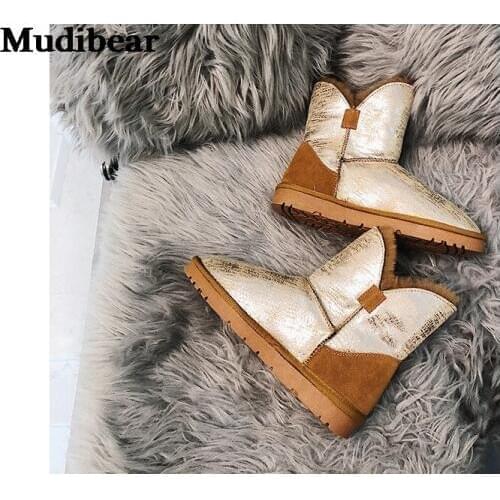 Mudibear Casual Shoes For Women 2020 Winter Short Snow Boots Fleece-Lined Warm Design Cotton-Padded Shoes Comfortable 35-40