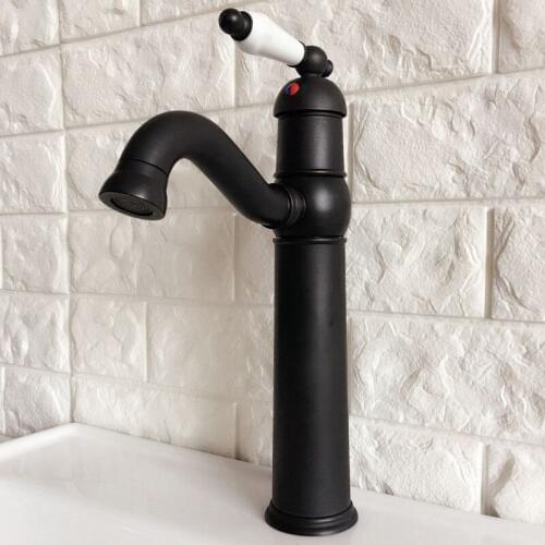Black Oil Rubbed Bronze Kitchen Wet Bar Bathroom Vessel Sink Faucet Mixer Tap Single Hole Swivel Spout One Handle mnf369