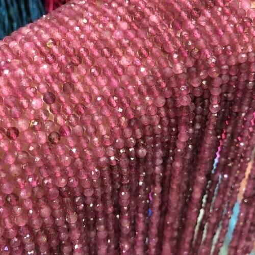 AAA Natural Stone Pink Tourmaline Beads Faceted Loose Round Beads for Jewelry Making DIY Necklace Bracelet Good Quality