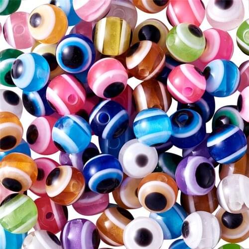 100pcs 6x5mm Mixed Color Flat Round Evil Eye Resin Beads for Jewelry Making DIY Bracelet Accessories Findings Hole: 1mm