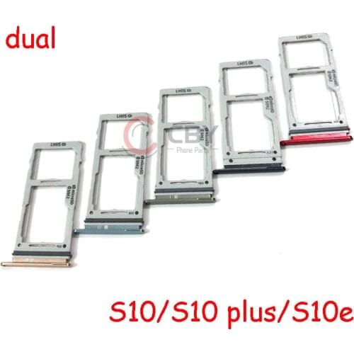 50pcs New For Samsung Galaxy S10 S10 Plus Sim Card Reader Holder Dual & Single Sim Card Tray Holder Slot Adapter