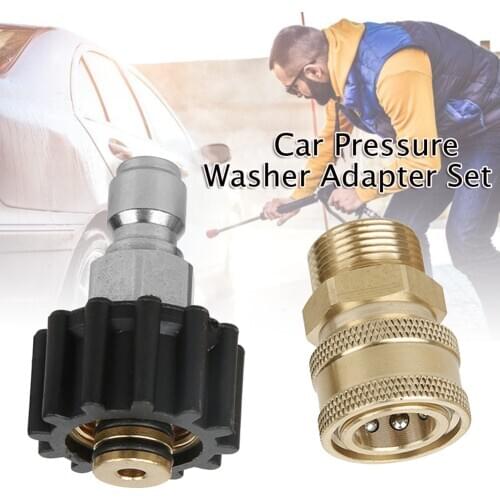 Car Pressure Washer Adapter Set Quick Connect Kit 5000 PSI M22 14mm Swivel to M22 3/8" Metric Fitting for Hose