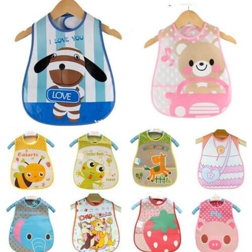 3pc/lot Baby Bibs Waterproof Lunch Bibs Boys Girls Infants Cartoon Pattern Bibs Burp Cloths for Children Self Feeding Care