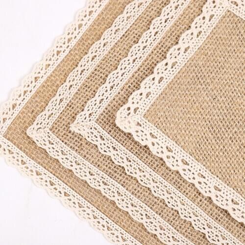 1PC Anti-hot Burlap Fabric Jute Table Mats Placemats Cup Pad Natural Kitchen Decor High Quality Hot Sale