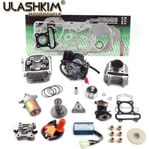 GY6 50 100 137QMA QMB139 4T CYLINDER KIT Head carburetor Racing A9 Camshaft Rollers Oil Gear Rings Arms Assemly 64mm valve CDI