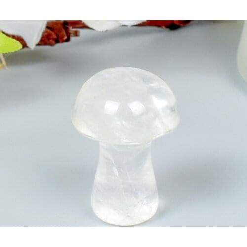 Rock Quartz Carved Mini Mushroom Statue Hand Polished Healing Decor Crystal Stone Trinket Figurine Room Fountain Garden Ornament