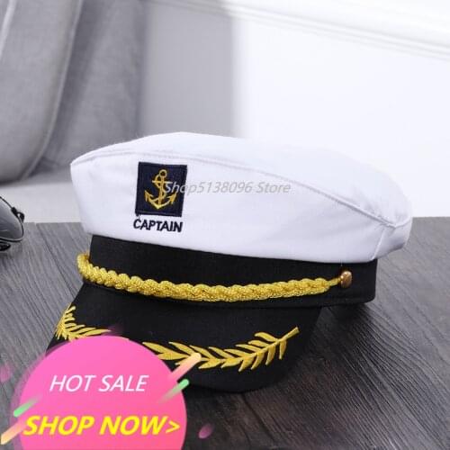 Adult Yacht Military Hats Boat Skipper Ship Sailor Captain Costume Hat Adjustable Cap Navy Marine Admiral for Men Women Cap
