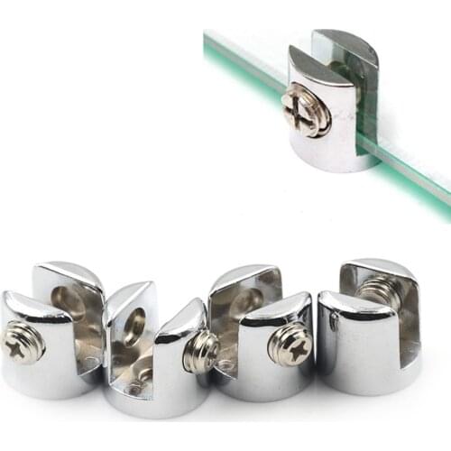 4Pcs 6-8mm Glass Brackets Zinc Chrome Alloy Shelf Holder Support Clamp