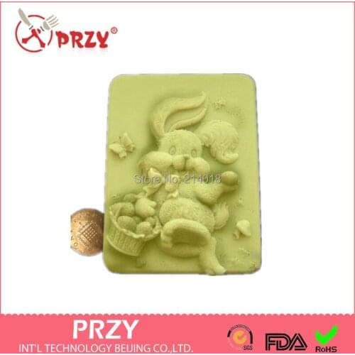 Hot 3D Easter Bunny /rabbit Shape Handmade Soap Mold Animal Candle Molds Silicon Mould Chocolate Candy Moulds Silicone Rubber