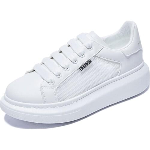 Fashion Luminous Women Sneakers Quality Leather Round Head Breathable Vulcanize Flat Heel Casual Sports Shoes for Women