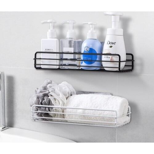 Wall Mounted Kitchen Organizer Rack Bathroom Shelf Storage Rack Stainless Punch-Free Firm Shower Fitted Wall Storage Basket 27cm