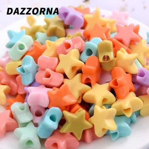 New 30Pcs/Pack Mixed Colors With Hole Cute Cartoon Pentagram Acrylic Beads Shape Loose Spacer Beads For Jewelry Makeing Diy