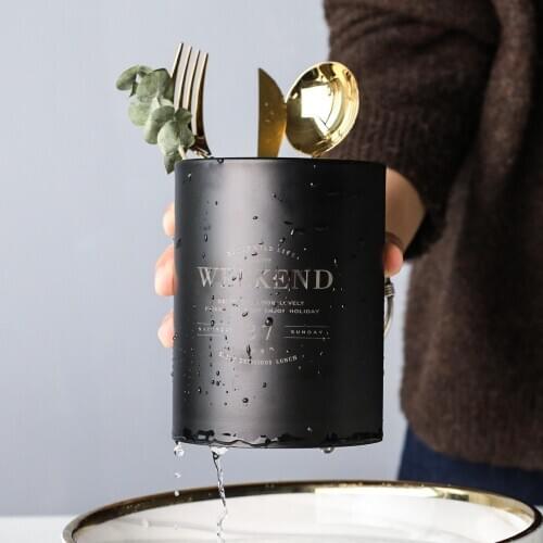 Chopsticks Storage Jar Stainless Steel Cutlery Holder Simple Spoon Fork Drain Box Nordic Kitchen Utensils Organizer Container