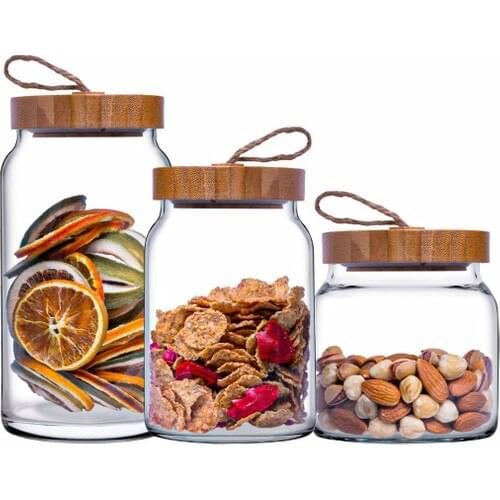Pasabahce Woody Bamboo Cover pcs set Jar Set