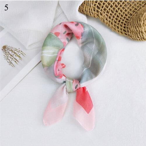 1Pcs Women Cotton Linen Small Scarf Head Kerchief Hair Tie Band 58*58cm Bandana Floral Printing Square Scarf Hip-Hop Head Scarf