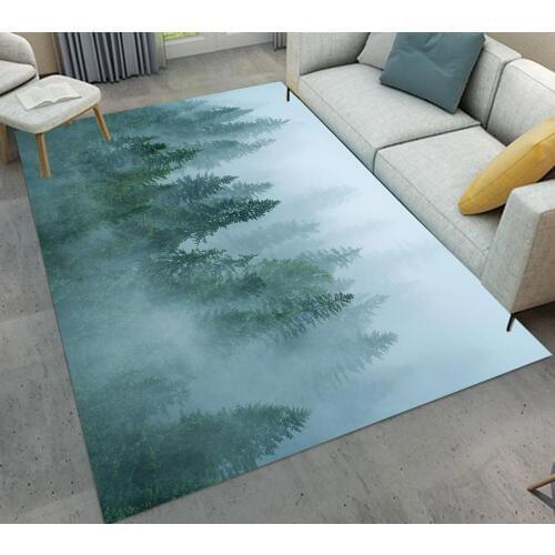Forest Fog View Non-slip Door mat Green Carpet Printing Hallway Carpets Bedroom Living Room Tea Table Rugs Kitchen Bathroom Rug