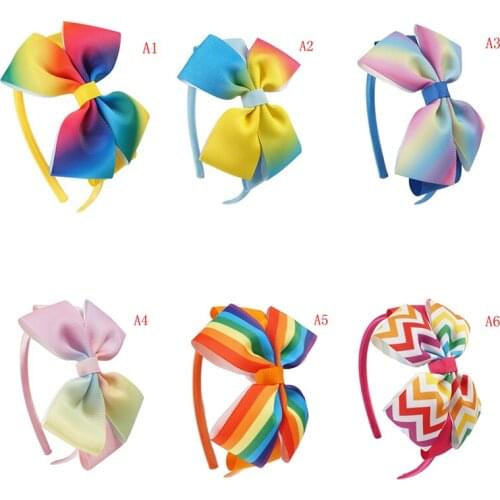 Rainbow grosgrain ribbon hairbands for girl kids handmade hairbands happy