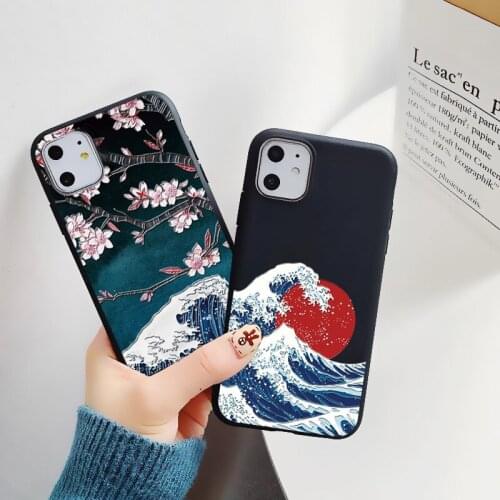 Emboss Mountain Waves Silicon Phone Case For Coque iPhone 12 Mini 7 6S 8 Plus SE2020 X XR XS 11 Pro Max Soft Relief Back Cover