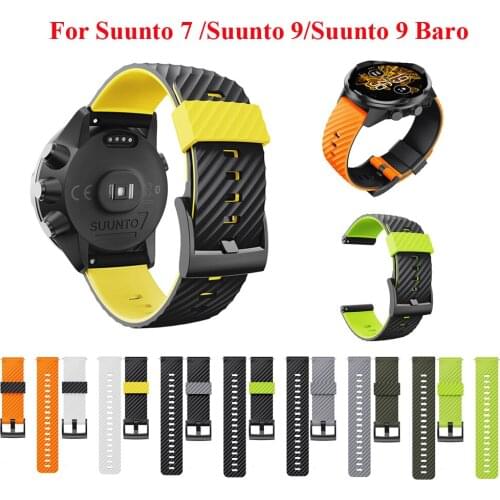 Hot 24mm Silicone Rubber Watch Strap For Suunto 9 / Baro Watch Band Suunto 7 Watchband Spartan Watch Band HR Bracelet D5 Watch