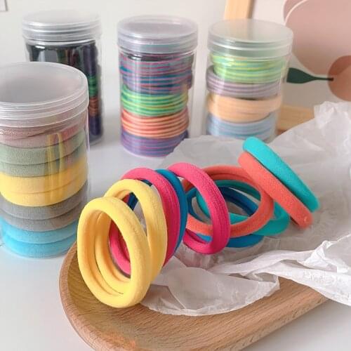 10Pcs Seamless Stripes Hair Band Candy Color Simple Basic High Elastic Hair Ties Women Girl Ponytail Holder Headwear Accessories