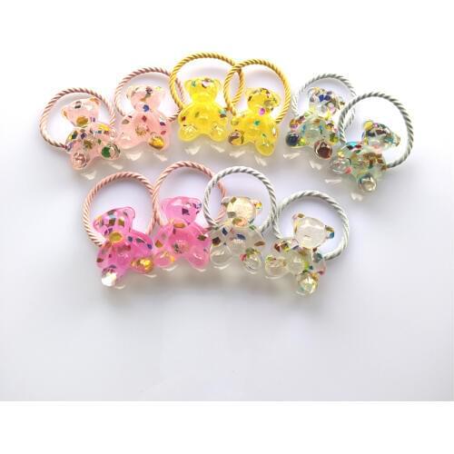 2PCS New Cute Cartoon Transparent Bear Princess Headwear Kids Elastic Hair Bands Children Ropes Girls Accessories Baby Headdress