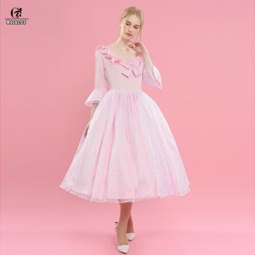 ROLECOS Sweet Lolita Princess Dress Women Party Dress Wedding Costume Long Pink Blue Victorian Vintage Costume