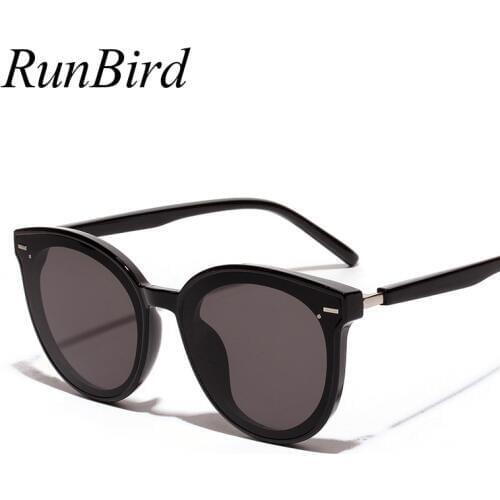 RunBird Korea Sunglasses Women Men luxury Brand Oversize Cat Eye Sun Glasses UV400 Points 2019 lunette Shades For Women 5367