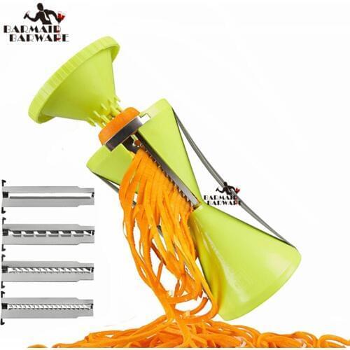 Replaceable Blades Spiral Slicer Fruit and Vegetable Spiralizer Carrot Cucumber Grater Cutters With 4 Blades Kitchen Accessor