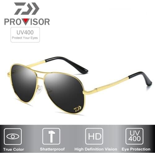 New DAWA Fishing Sunglasses Men Retro Driving Fishing UV400 Eyeglasses UV Protection Hiking Discoloration Polarized Sunglasses