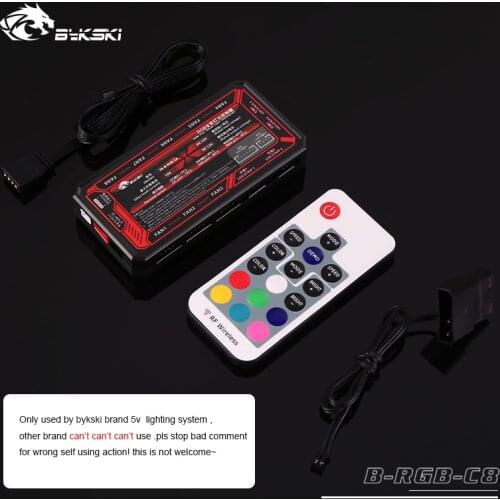 Bykski B-C8 RGB lighting system led controller supports up to 8 fans, light bars, remote synchronization motherboard 12V4pin