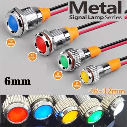 High quality 6mm metal Indicator lights no wire power signal lamp LED indication waterproof Signal lamp mini indicator light