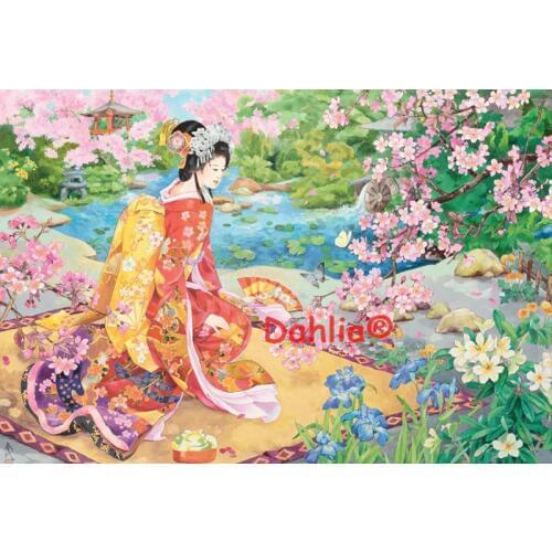 Japanese kimono flower Handmade Needlework Embroidery DIY Aida Cross Stitch Kits Crafts 14CT Unprinted Home decor wall Arts