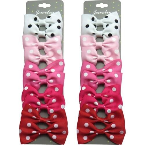 10PCS/Card Pretty Dots Gradient Ties Bow Creativity Hairpins For Baby Girls Clips Pins Barrette Scrunchy Kids Hair Accessories