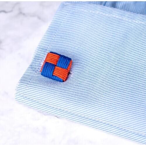 Stylish Silk Knots Cufflinks Square Shape Handmade Elastic Double Rope Cuff Buttons For Mens Jewelry Shirt Christmas Gift Party