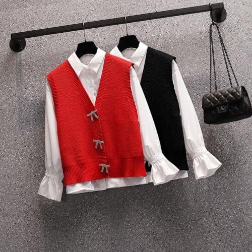 Womens spring and autumn 2021 foreign style fashion temperament knitted vest casual cotton