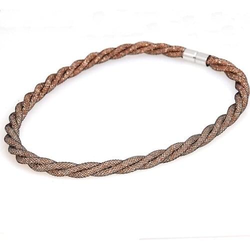 Newest twist crystal necklace statement woven necklace full tiny resin crystal necklace for women gifts N1426