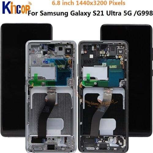 For Samsung Galaxy S21 Ultra 5G Lcd G998F G998F/DS with Frame Display Touch Screen Digitizer For Samsung s21 Ultra LCD G998B